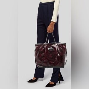 *RARE* AUTHENTIC LONGCHAMP Burgundy Embossed Leather Tote - NEW $400USD/$550CDN